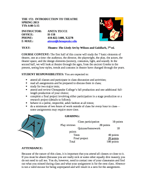 THE 172:INTRODUCTION TO THEATRE