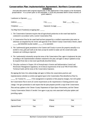 Conservation Plan Implementation Agreement: Northern Conservation Initiative