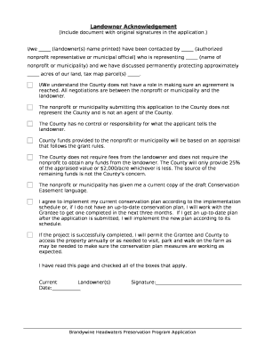 Landowner Acknowledgement