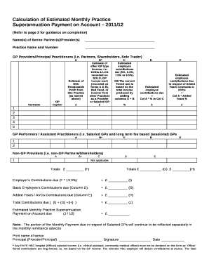 Calculation of Estimated Monthly Practice