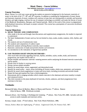 Music Theory - Course Syllabus