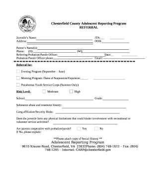 Chesterfield County Adolescent Reporting Program