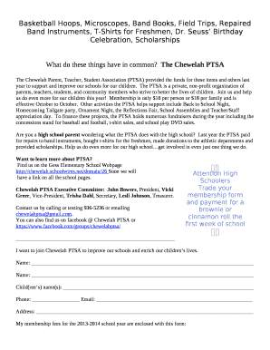 Basketball Hoops, Microscopes, Band Books, Field Trips, Repaired Band Instruments, T-Shirts for Freshmen, Dr