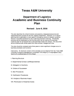 Academic and Business Continuity Plan