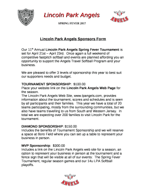 Lincoln Park Angels Sponsors Form