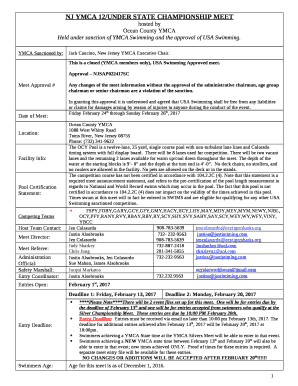 Held under sanction of YMCA Swimming and the approval of USA Swimming