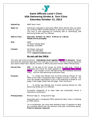 Swim Officials Level I Clinic