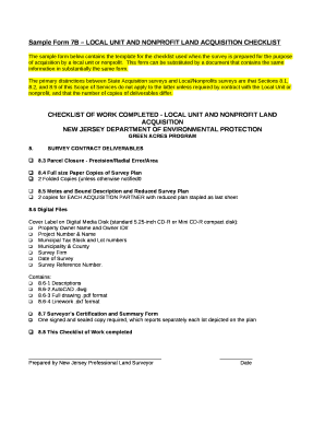 Sample Form 7B LOCAL UNIT AND NONPROFIT LAND ACQUISITION CHECKLIST