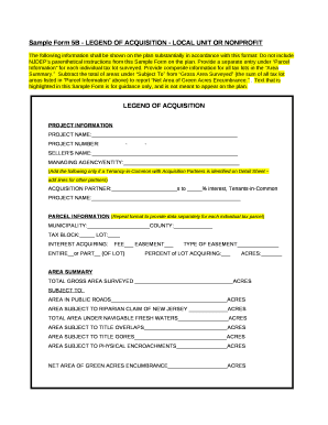 Sample Form 5B - LEGEND OF ACQUISITION - LOCAL UNIT OR NONPROFIT