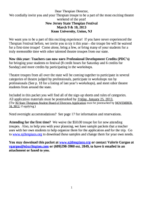 If you have never experienced the Thespian Festival before, we invite you to try it this yearthe troupe fee will be waived for a first-time troupe