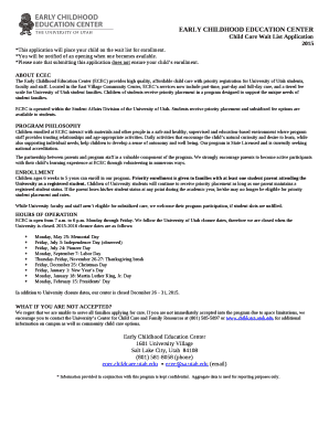 *This application will place your child on the wait list for enrollment