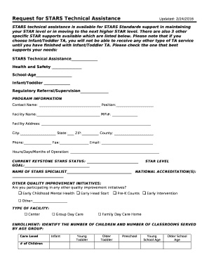 Request for STARS Technical AssistanceUpdated: 2/24/2016