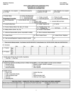 CHILD CARE ASSISTANCE SERVICES (CCA)