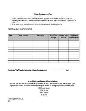 To claim mileage for reimbursement, the Perkins IV Grant application must have allocated for this expenditure