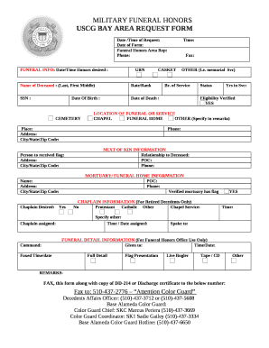 USCG BAY AREA REQUEST FORM