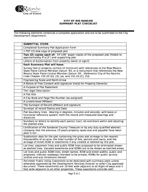 SUMMARY PLAT CHECKLIST
