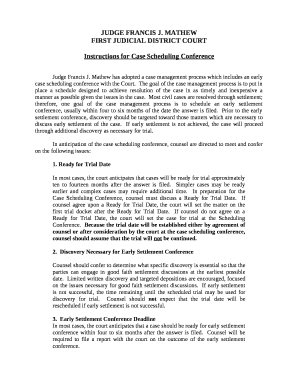 Instructions for Case Scheduling Conference