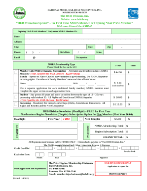 HUB Promotion Special for First Time NMRA Member or Expiring Rail-PASS Member