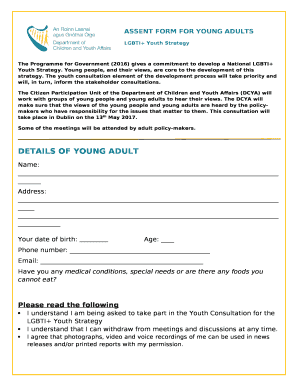 ASSENT FORM FOR YOUNG ADULTS