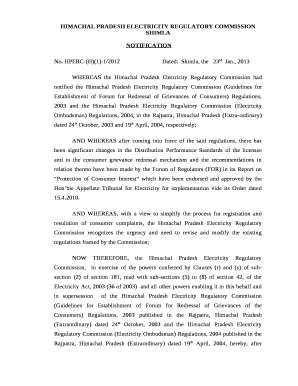 HIMACHAL PRADESH REGULATORY COMMISSION SHIMLA