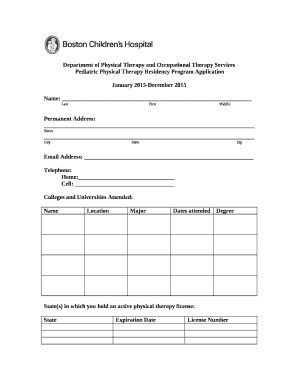 Department of Physical Therapy and Occupational Therapy Services