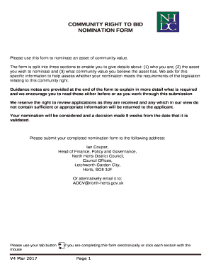 Please use this form to nominate an asset of community value