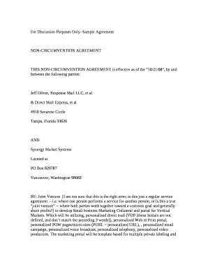 For Discussion Purposes Only- Sample Agreement