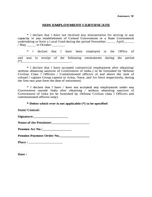NON EMPLOYMENT CERTIFICATE