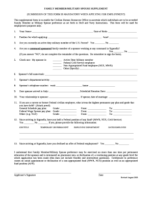 FAMILY MEMBER/MILITARY SPOUSE SUPPLEMENT