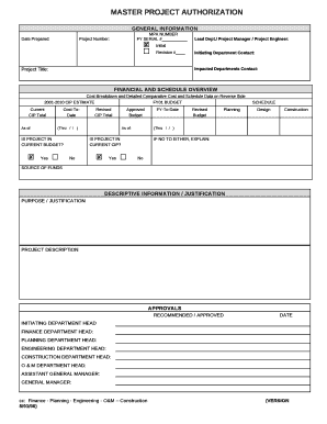MASTER PROJECT AUTHORIZATION Doc Template | pdfFiller