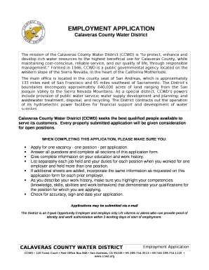Calaveras County Water District (CCWD) seeks the best qualified people available to serve its customers
