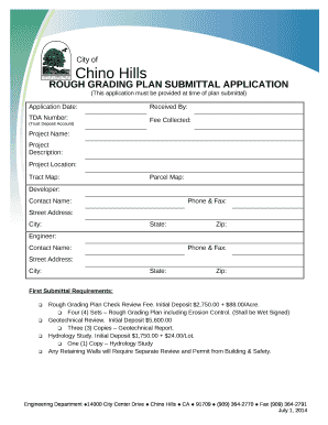 ROUGH GRADING PLAN SUBMITTAL APPLICATION template