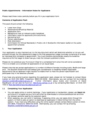 Public Appointments Information Notes for Applicants