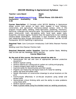 NCCER Welding in Agriscience Syllabus