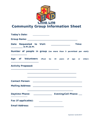 Community Group Information Sheet