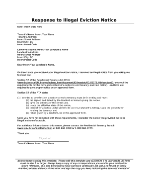 Response to Illegal Eviction Notice