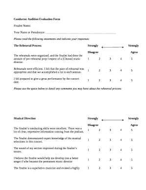Audition evaluation form