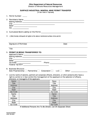 SURFACE INDUSTRIAL MINERAL MINE PERMIT TRANSFER