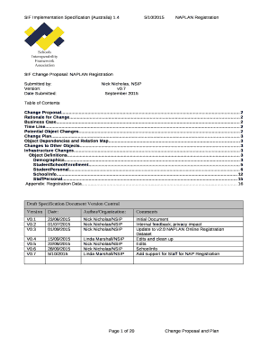 SIF Change Proposal: NAPLAN Registration