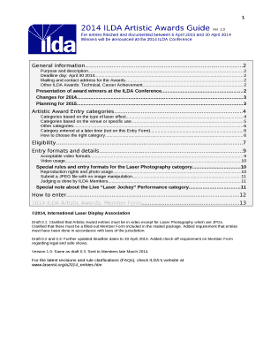 Winners will be announced at the 2014 ILDA Conference