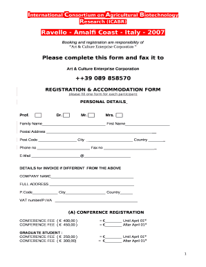 Booking and registration are responsibility of
