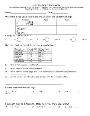 Unit 3 Lesson 1 Homework
