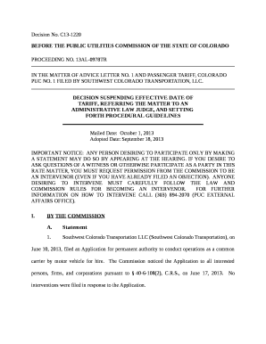 1 and passenger tariff, colorado puc no template