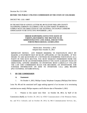 86 FILED BY PHILLIPS COUNTY TELEPHONE COMPANY TO CORRECT THE ACCESS TARIFF IN ORDER TO