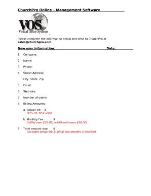 Please complete the ination below and send to ChurchPro at saleschurchpro template