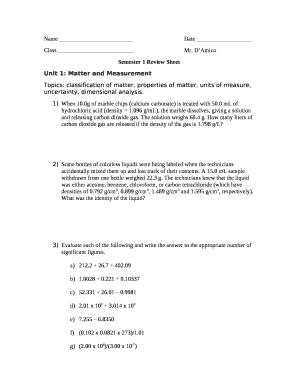 Semester 1 Review Sheet