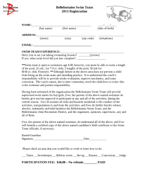 Bellefontaine Swim Team template