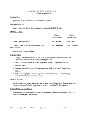 RESIDENTIAL RATE, SCHEDULE NO