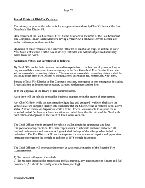 Use of District Chief's Vehicles