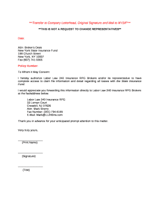 ***Transfer to Company Letterhead, Original Signature and Mail to NYSIF***